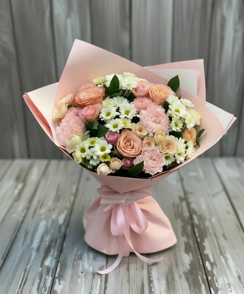 Букет цветов из: Гвоздики, Розы и Хризантемы в Новониколаевском