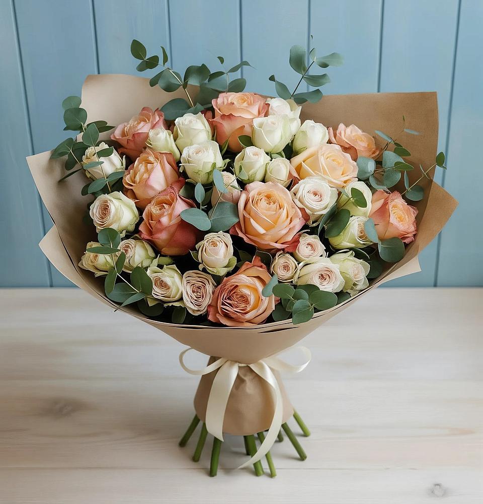 Букет цветов из: Альстромерии и Розы в Новониколаевском