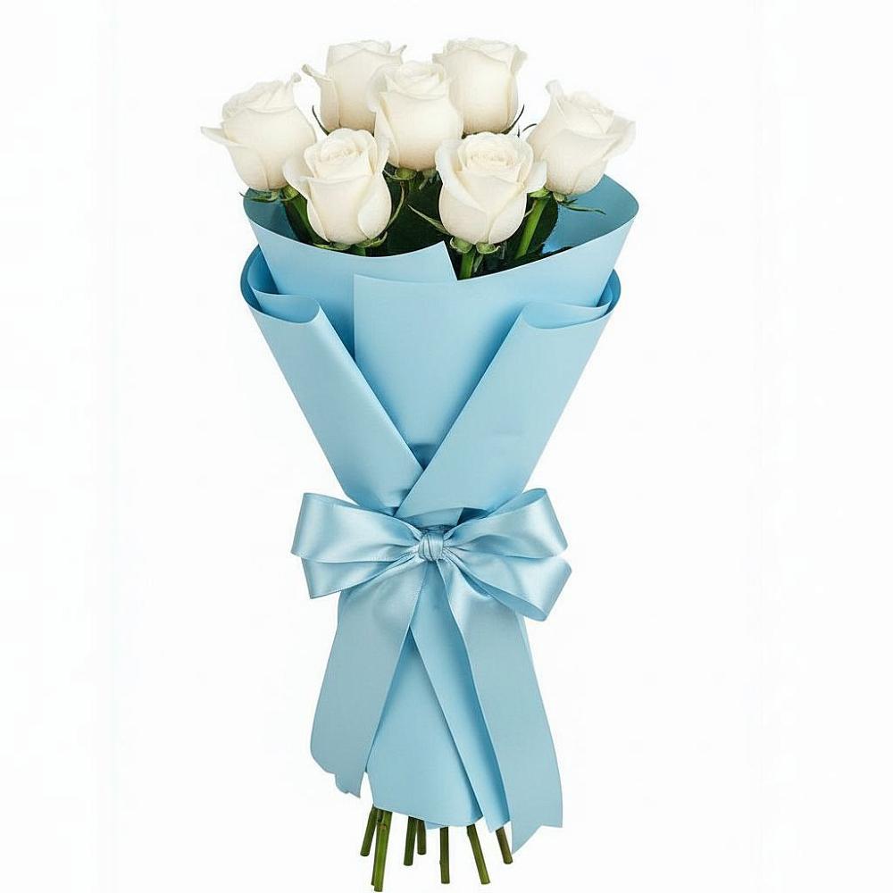 Букет 7 белых роз Проуд в Новониколаевском