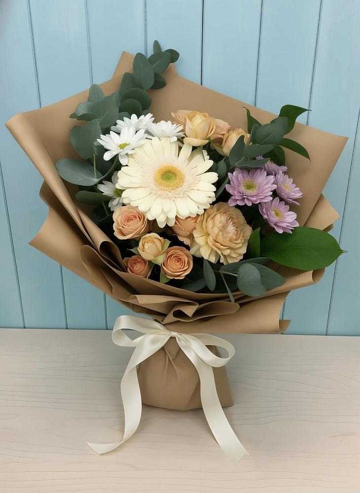 Букет цветов из: Герберы и Хризантемы в Новониколаевском