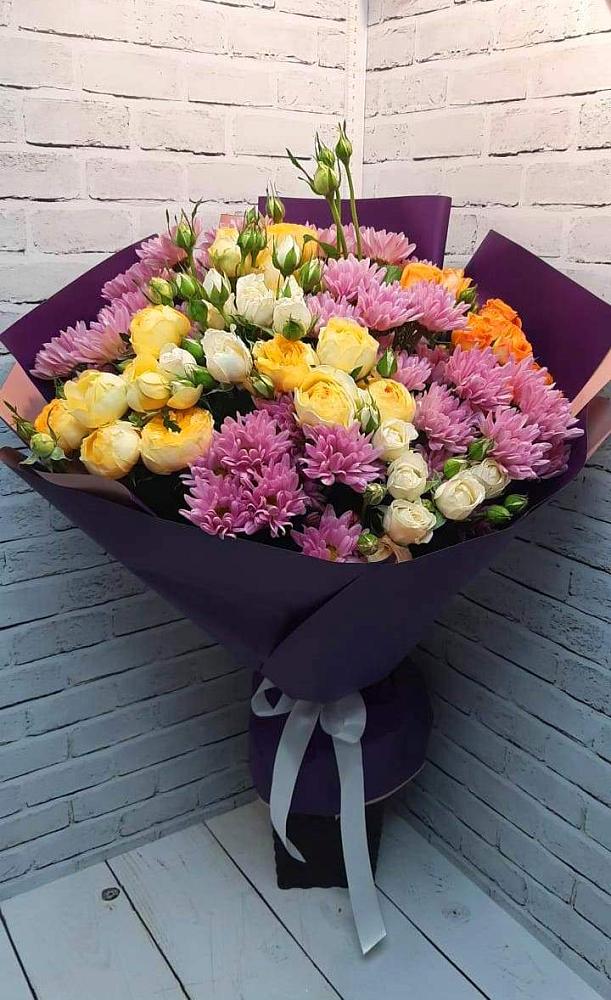 Букет цветов из: Хризантемы и Розы в Новониколаевском
