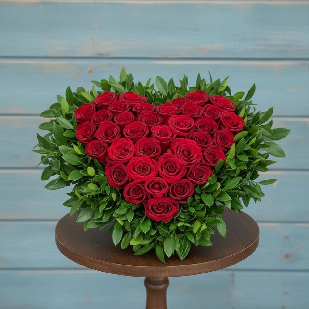 Цветочная композиция из Розы в виде сердца в Новониколаевском