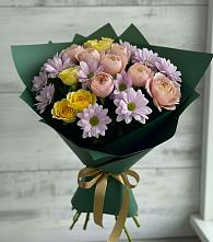 Букет цветов из:  Хризантемы и Розы в Новониколаевском