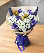 Букет цветов из:  Розы, Ирисы и Хризантемы в Новониколаевском