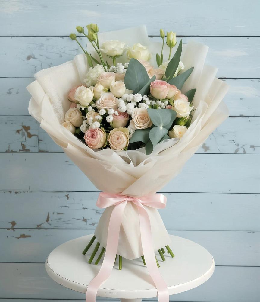 Букет цветов из: Розы и Лизиантусы в Новониколаевском