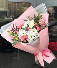Букет цветов из:  Розы, Лизиантусы и Хризантемы в Новониколаевском