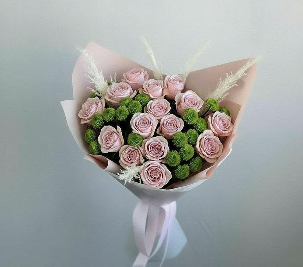 Букет цветов из: Розы и Хризантемы в Новониколаевском