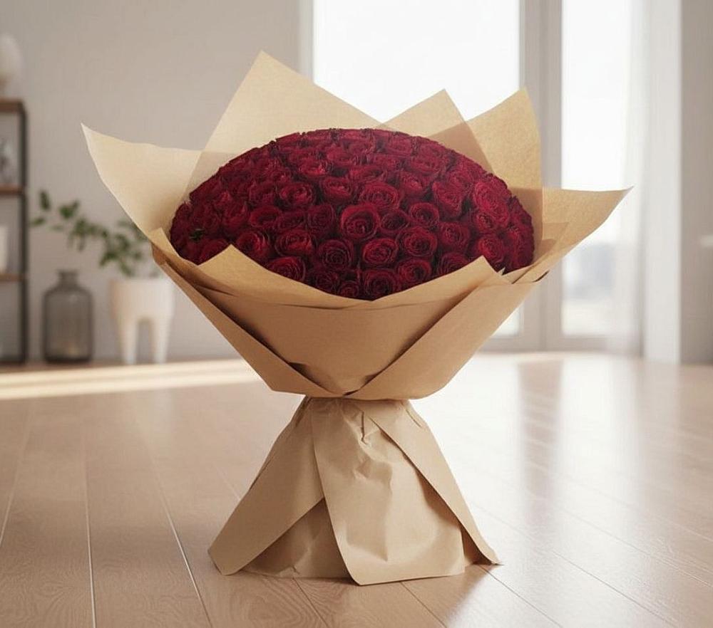 Букет 101 Красная роза в Новониколаевском