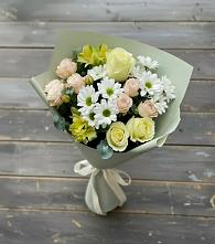Букет цветов из:  Альстромерии, Розы и Хризантемы в Новониколаевском