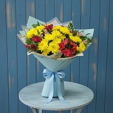 Букет цветов из:  Альстромерии и Хризантемы в Новониколаевском