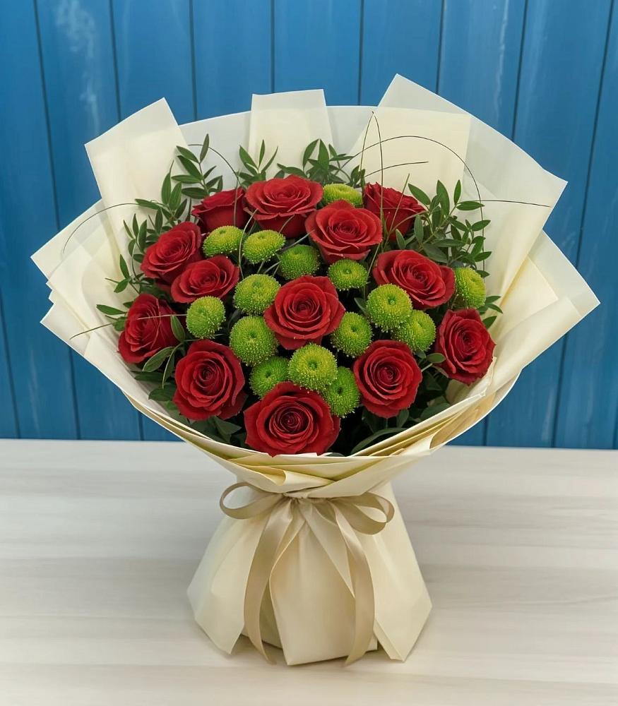 Букет цветов из: Розы и Хризантемы в Новониколаевском